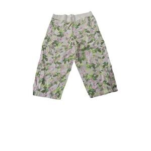 Women's J. Jill Love Linen Orchid Floral Cropped Capri Pants Cottagecore Large